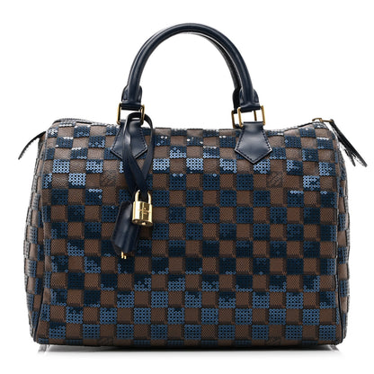 Louis Vuitton Damier Paillettes Speedy 30 Blue 1 of 10