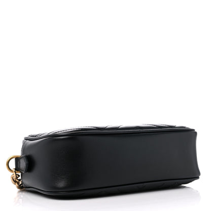 Gucci Calfskin Matelasse Small GG Marmont Chain Shoulder Bag Black 4 of 9