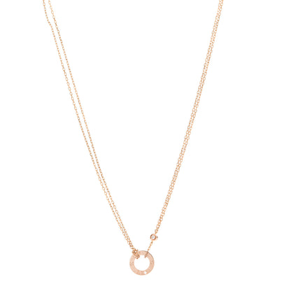 Cartier 18K Pink Gold 2 Diamond LOVE Necklace 1 of 8