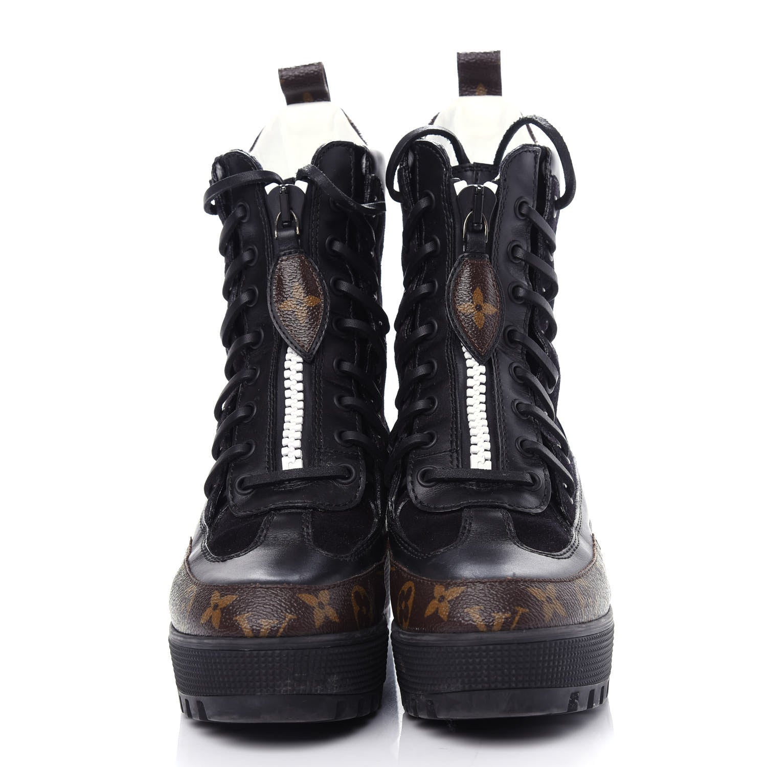 Louis Vuitton Suede Calfskin Monogram Laureate Platform Desert Boots 38 Black 5 of 10