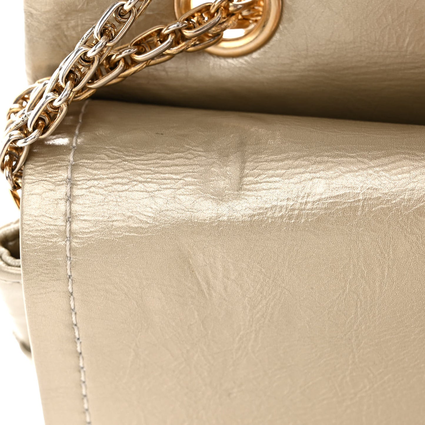 Metallic Aged Calfskin Quilted 2.55 Reissue 227 Flap Pale Gold