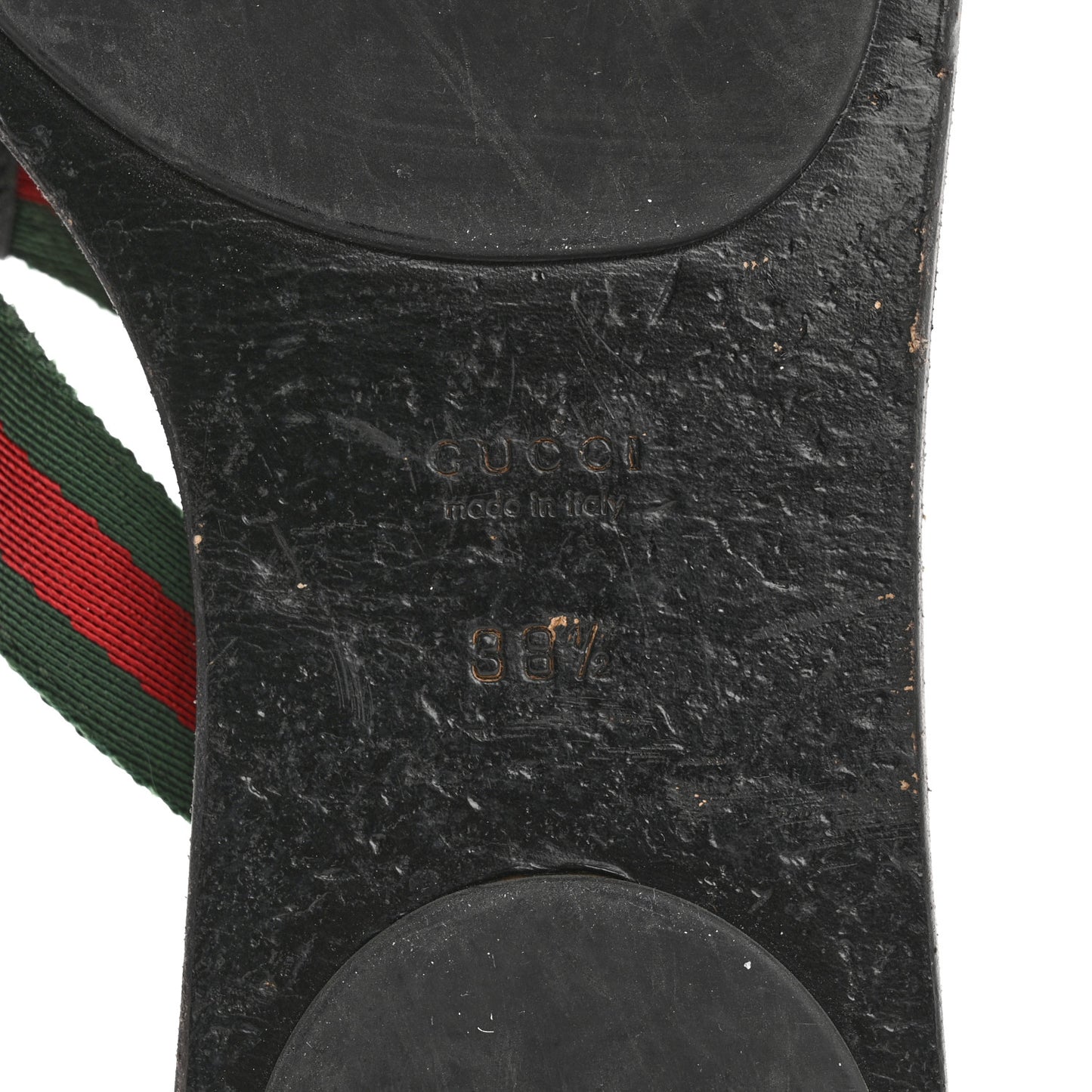 Nylon Guccissima Web Womens Thong Sandals 38.5 Green Red Black