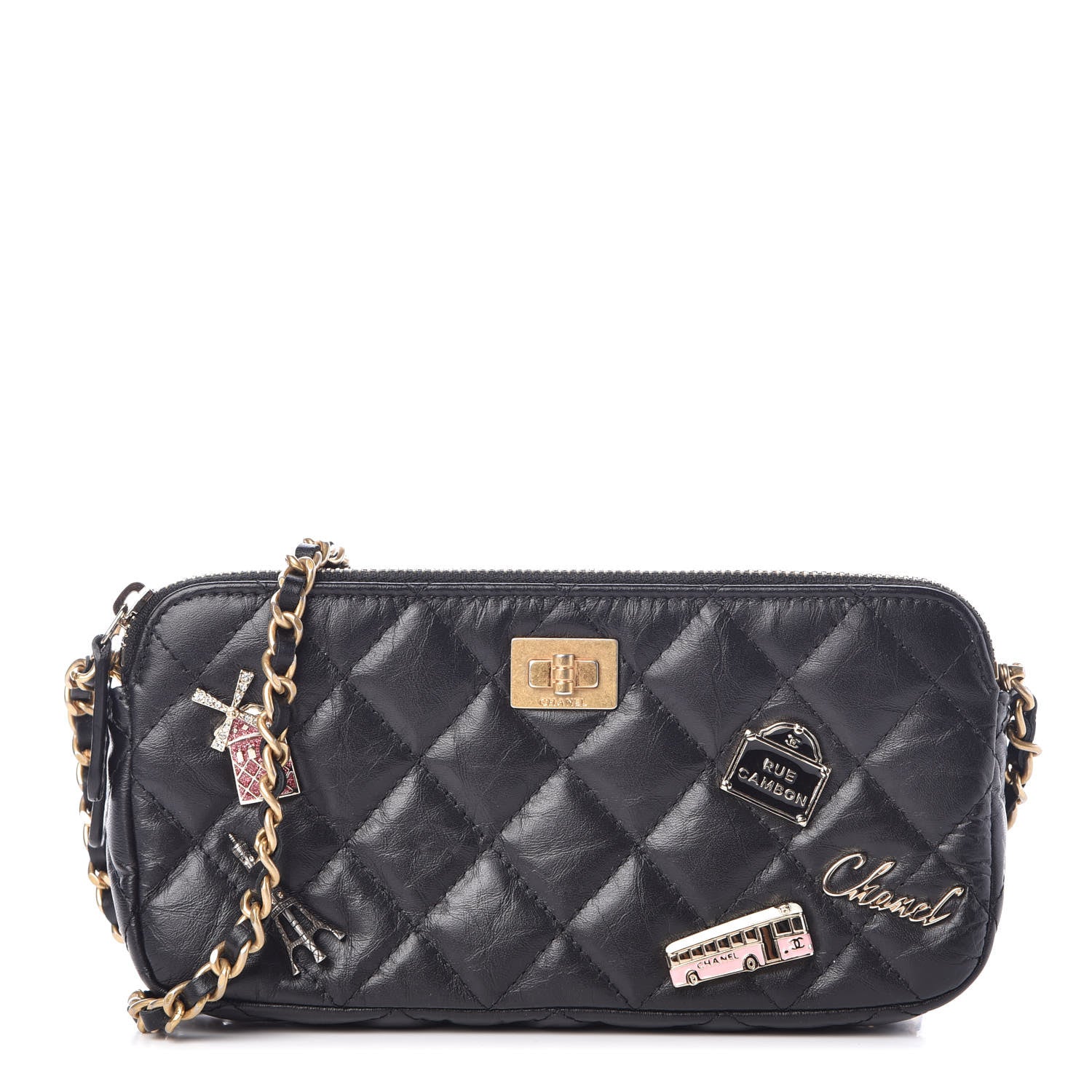 Chanel Aged Calfskin Lucky Charms 2.55 Reissue Small Clutch With Chain Black 1 of 9