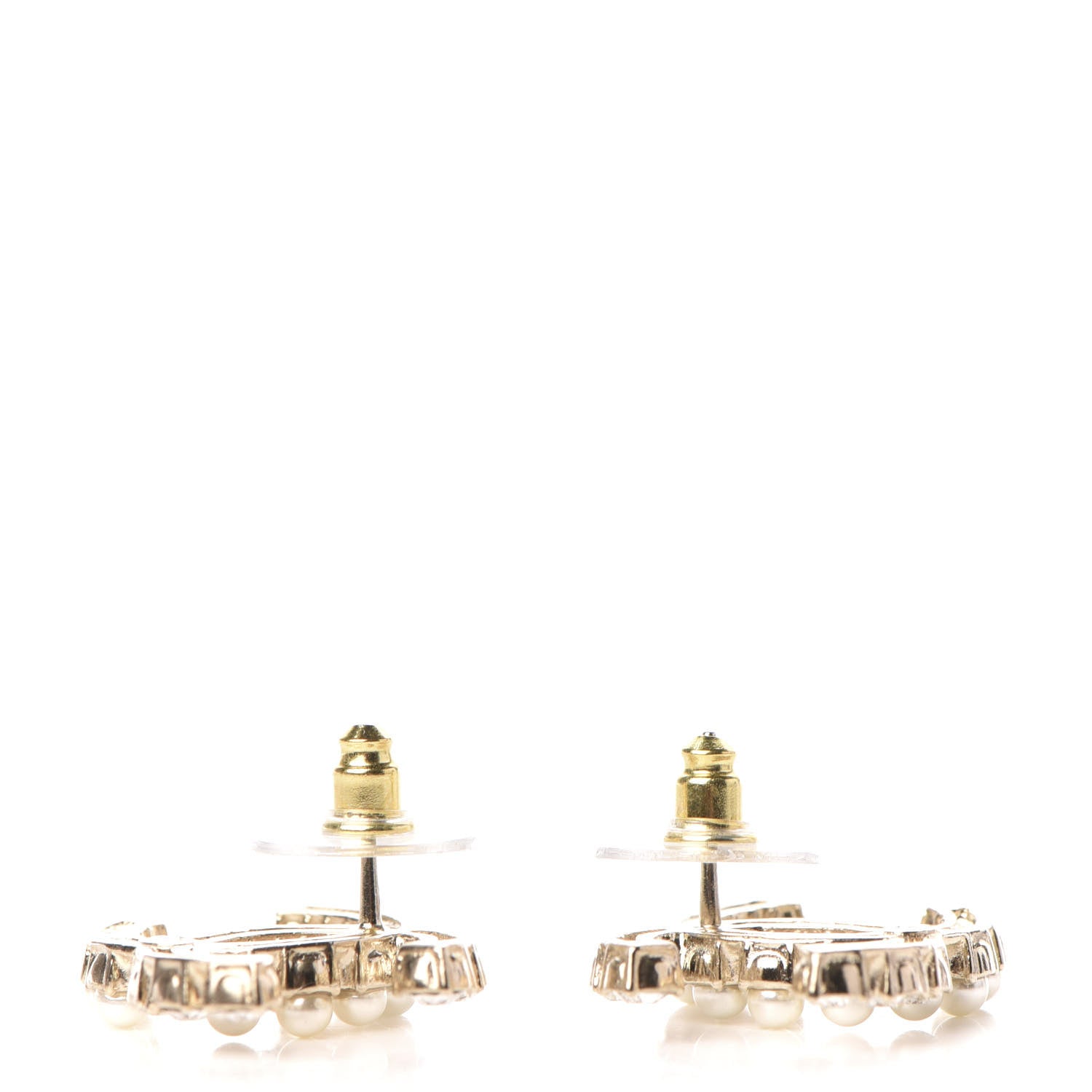 Chanel Crystal Pearl CC Dazzling Domino Earrings Gold 3 of 5
