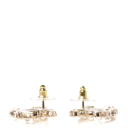 Chanel Crystal Pearl CC Dazzling Domino Earrings Gold 3 of 5