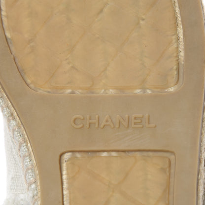 Chanel Toile CC Cap Toe Espadrilles 44 Beige 6 of 10