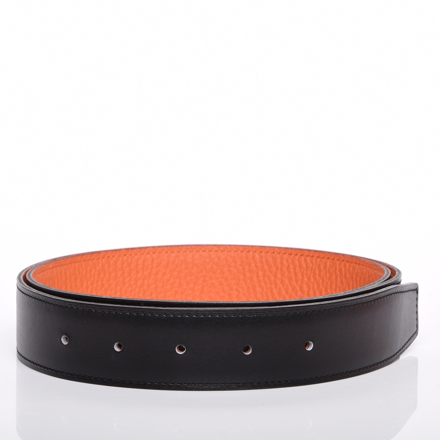 Hermes Box Togo 32mm Belt Strap 100 Black Orange 4 of 11