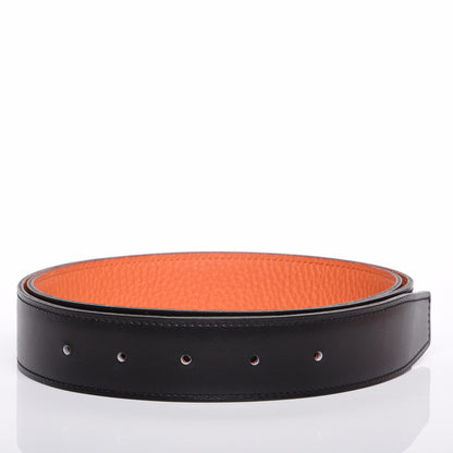 Hermes Box Togo 32mm Belt Strap 100 Black Orange 4 of 11
