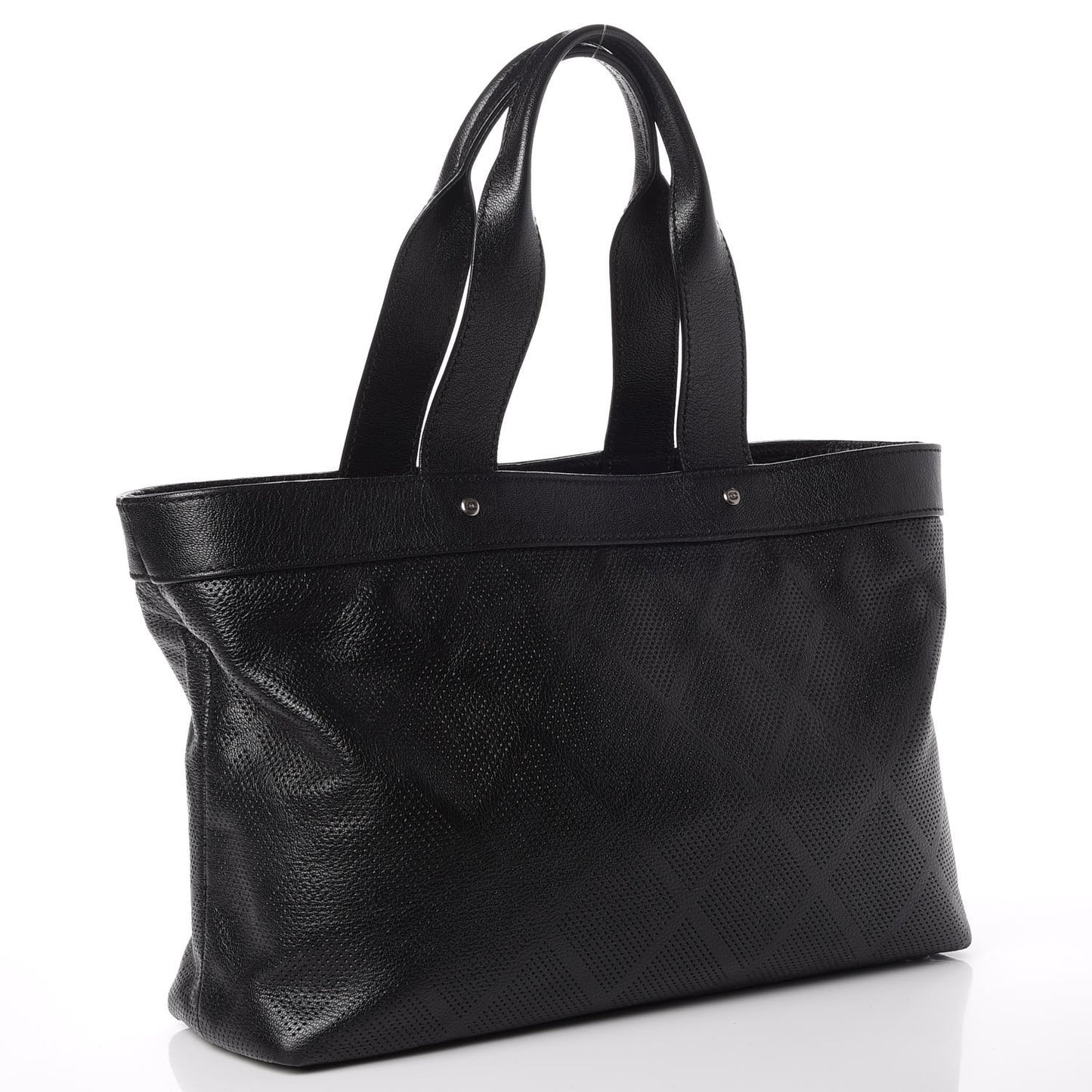 Goatskin Perforated Large CC Tote Black