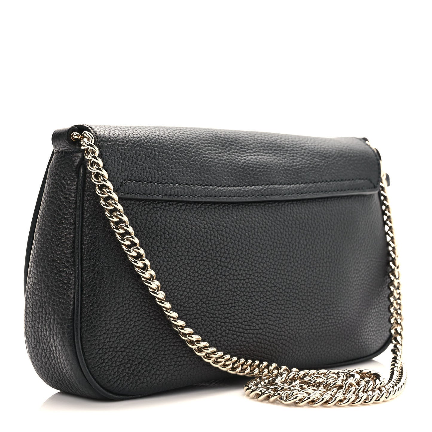 Pebbled Calfskin Medium Soho Flap Crossbody Black