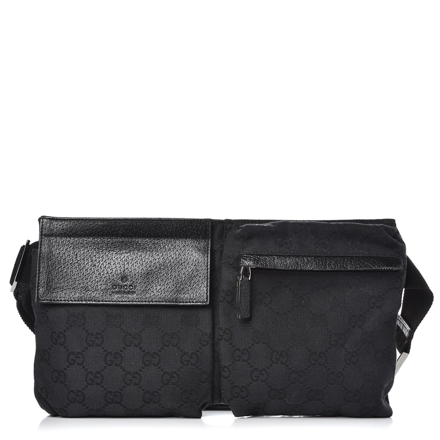 GG Monogram Double Pocket Belt Bag Black