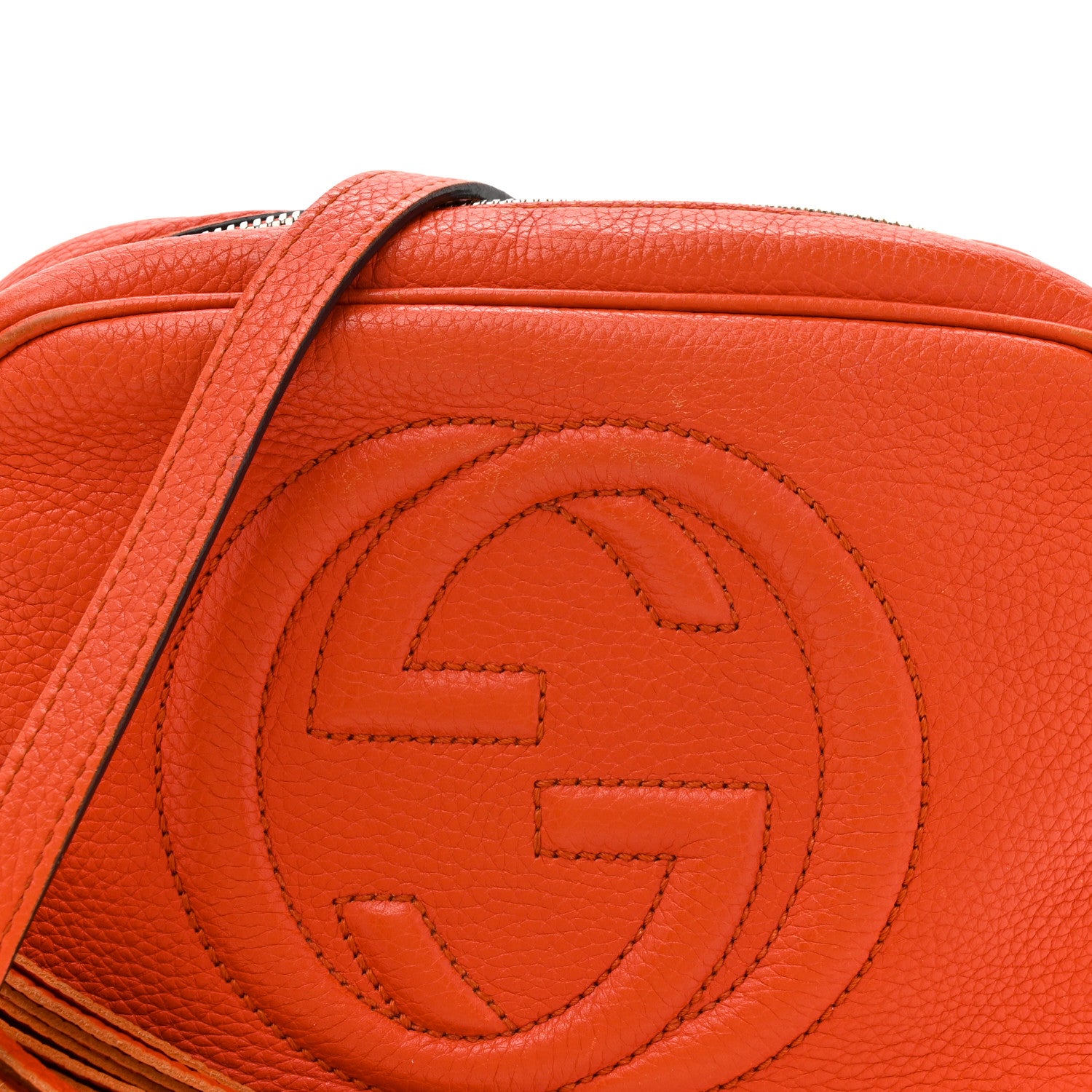 Gucci Pebbled Calfskin Small Soho Disco Bag Sun Orange 8 of 16