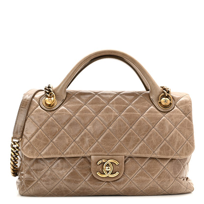 Chanel Glazed Calfskin Castle Rock Medium Flap Dark Beige 1 of 11