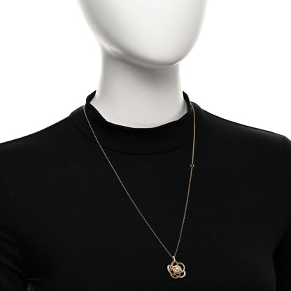 Chanel Crystal Pearl Camellia Necklace Gold 2 of 6