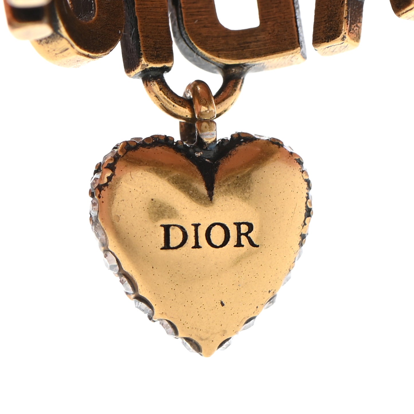 Metal J'Adior Crystal Heart Charm Ring M Gold