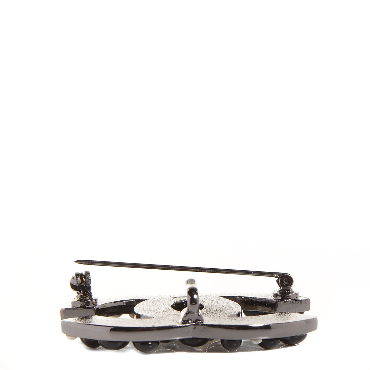 Pearl Large CC Brooch Black
