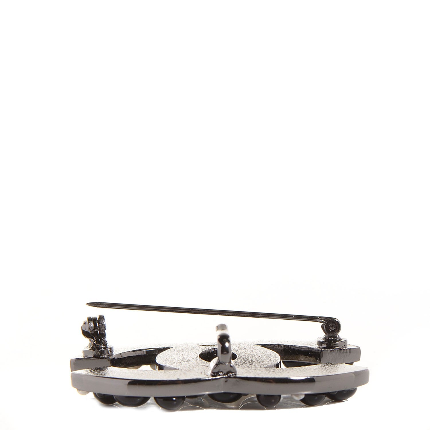 Chanel Pearl Large CC Brooch Black 3 of 5