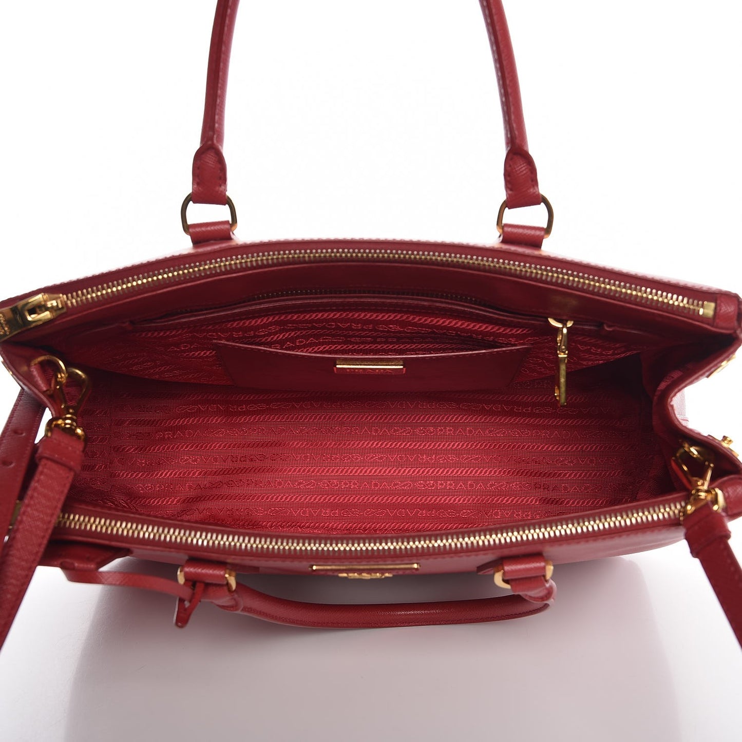 Saffiano Medium Galleria Double Zip Tote Fuoco