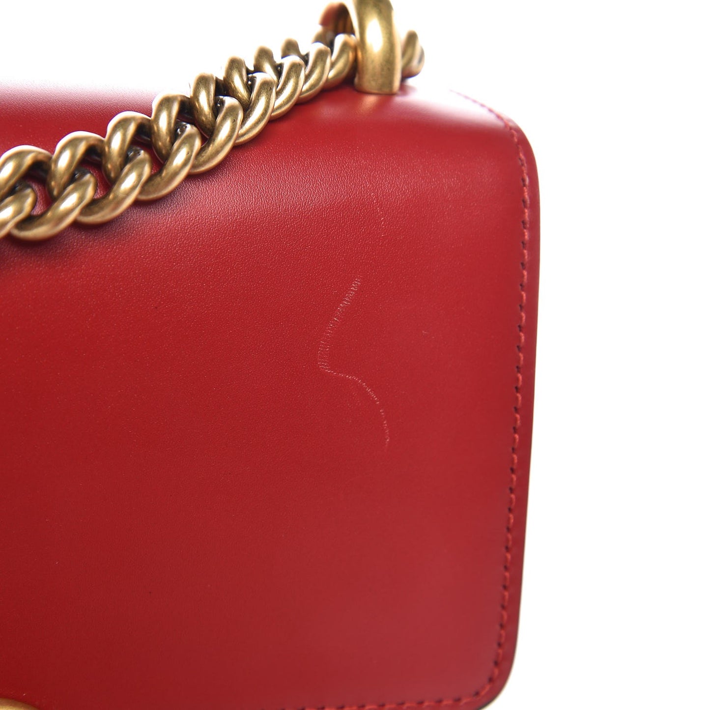 Knight Calfskin Small GG Marmont Chain Handle Bag Hibiscus Red