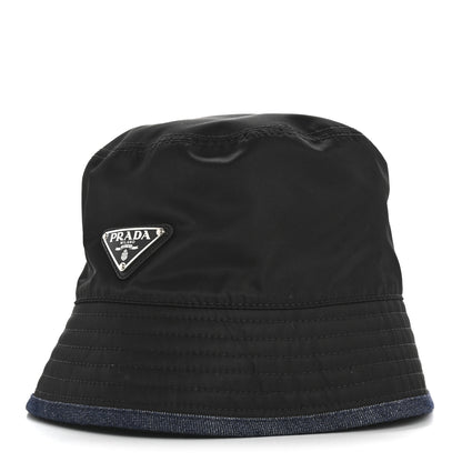 Prada Denim Re-Nylon Reversible M Bucket Hat Blue Black 1 of 12