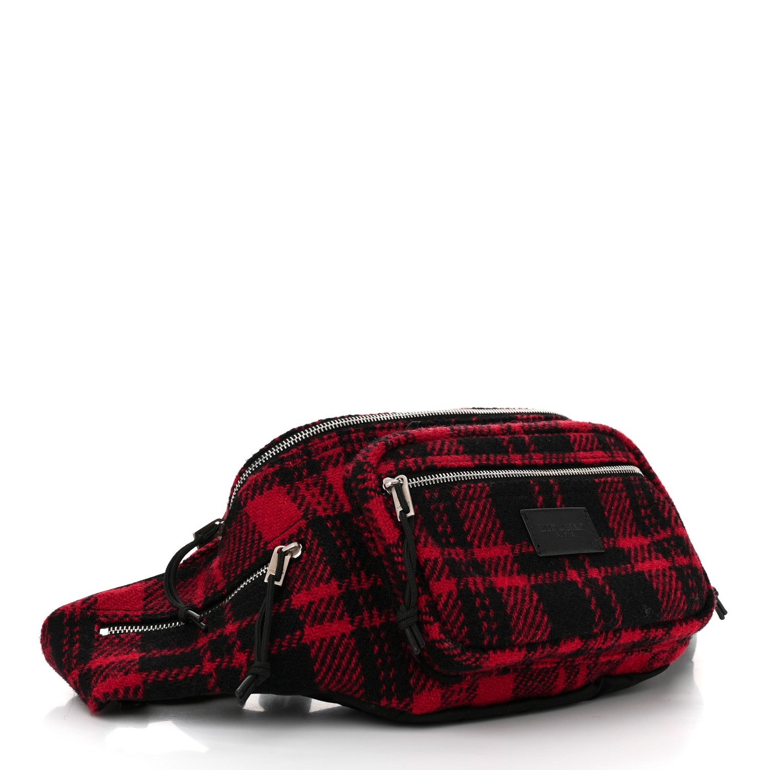 Saint Laurent Wool Tartan Body Belt Bag Red Black 4 of 11