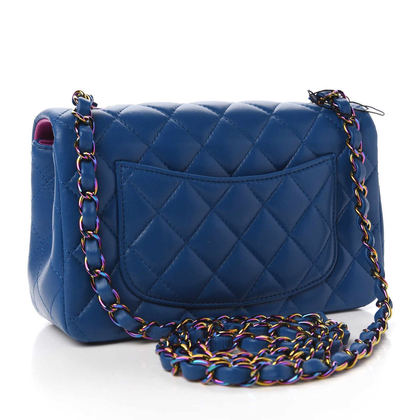 Lambskin Quilted Mini Rectangular Flap Blue Purple