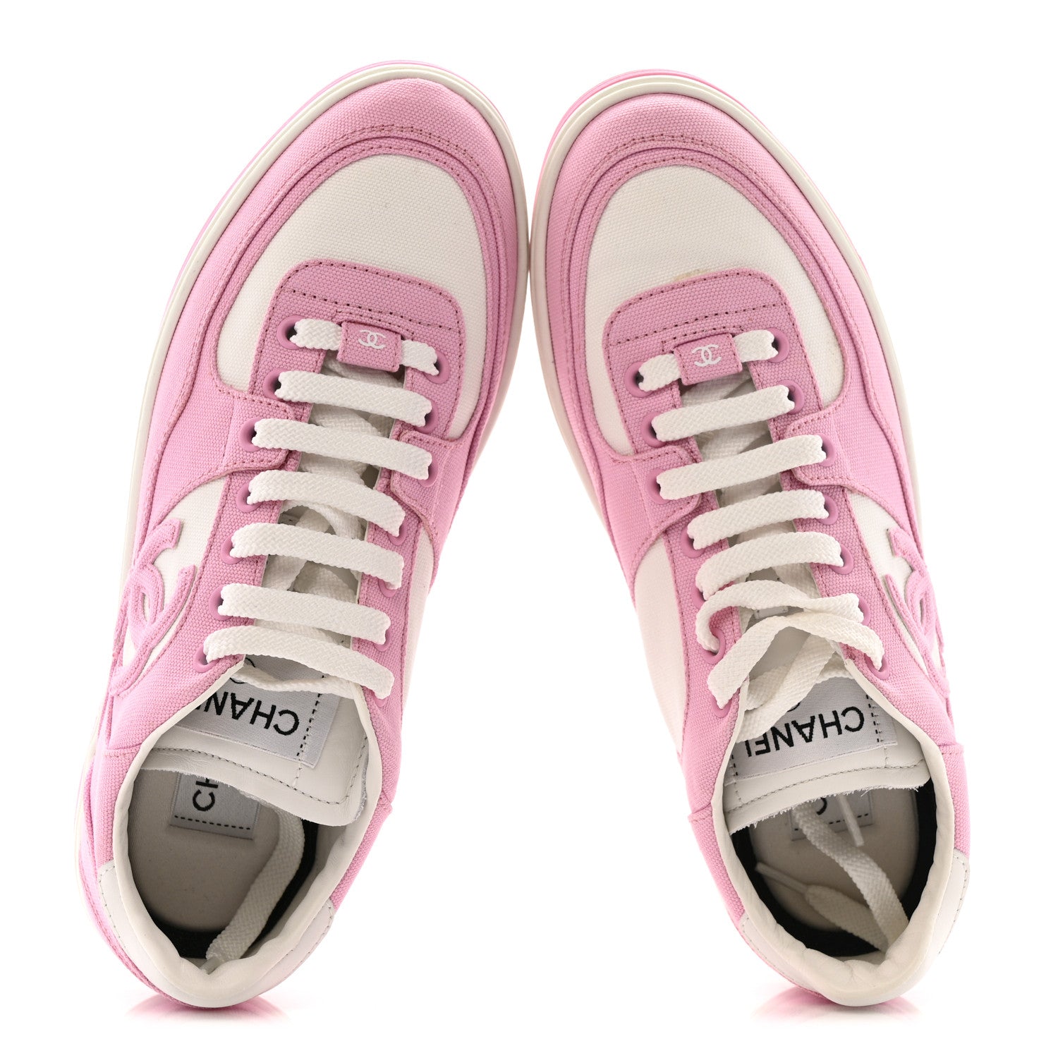 Chanel Cotton Sneakers 38 Pink White 2 of 13