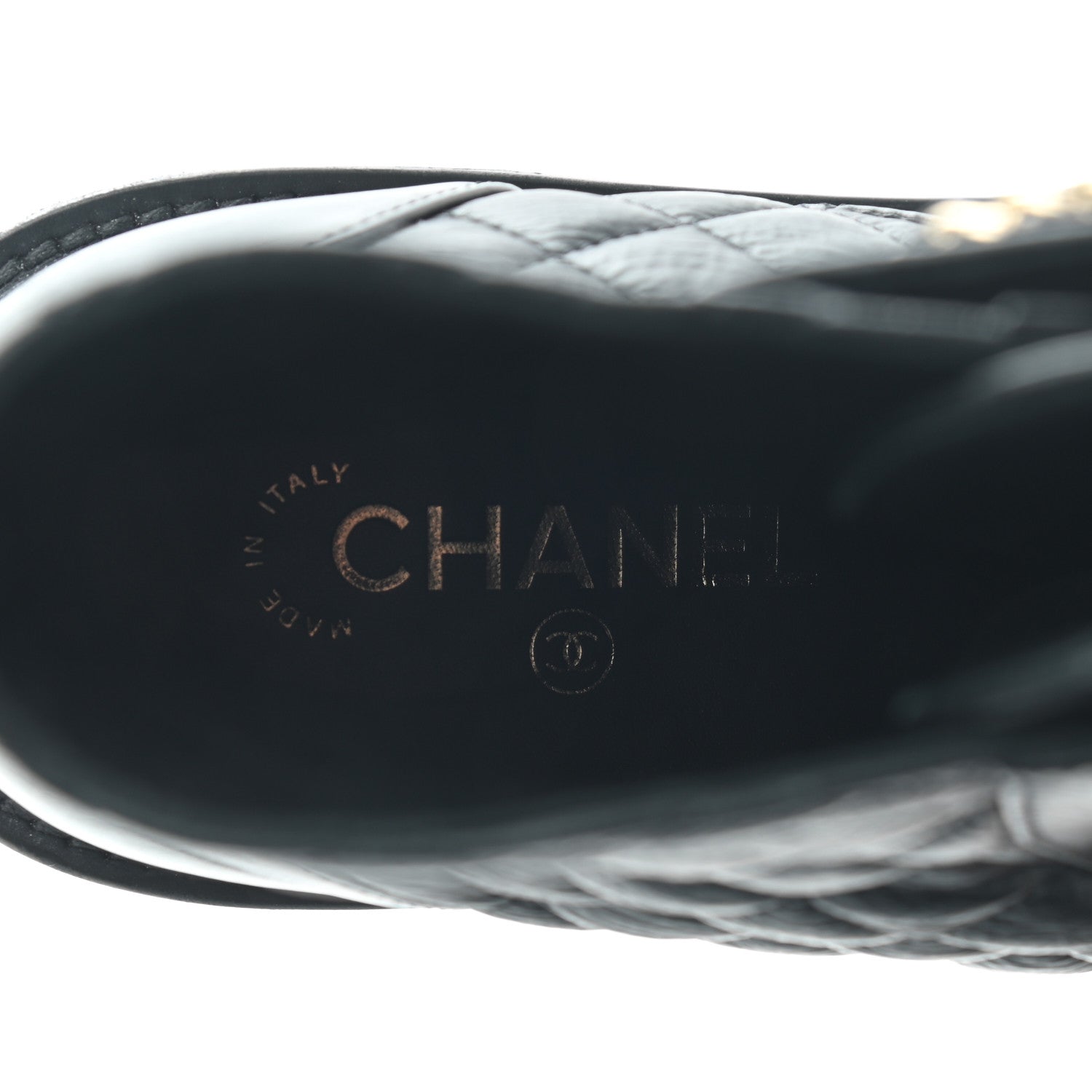 Chanel Shiny Goatskin Calfskin Quilted Lace Up Combat Boots 40 Black 7 of 7
