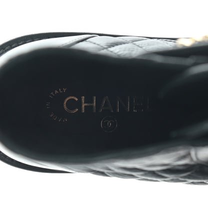 Chanel Shiny Goatskin Calfskin Quilted Lace Up Combat Boots 40 Black 7 of 7