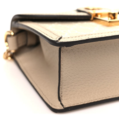 Gucci GG Supreme Monogram Textured Dollar Calfskin Web Mini Ophidia Padlock Top Handle Chain Shoulder Bag Beige Mystic White Oatmeal 8 of 10