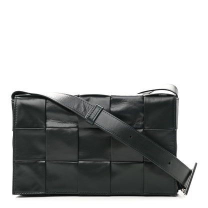 Bottega Veneta Paper Calfskin Maxi Intreccio Cassette Crossbody Bag Black 1 of 9