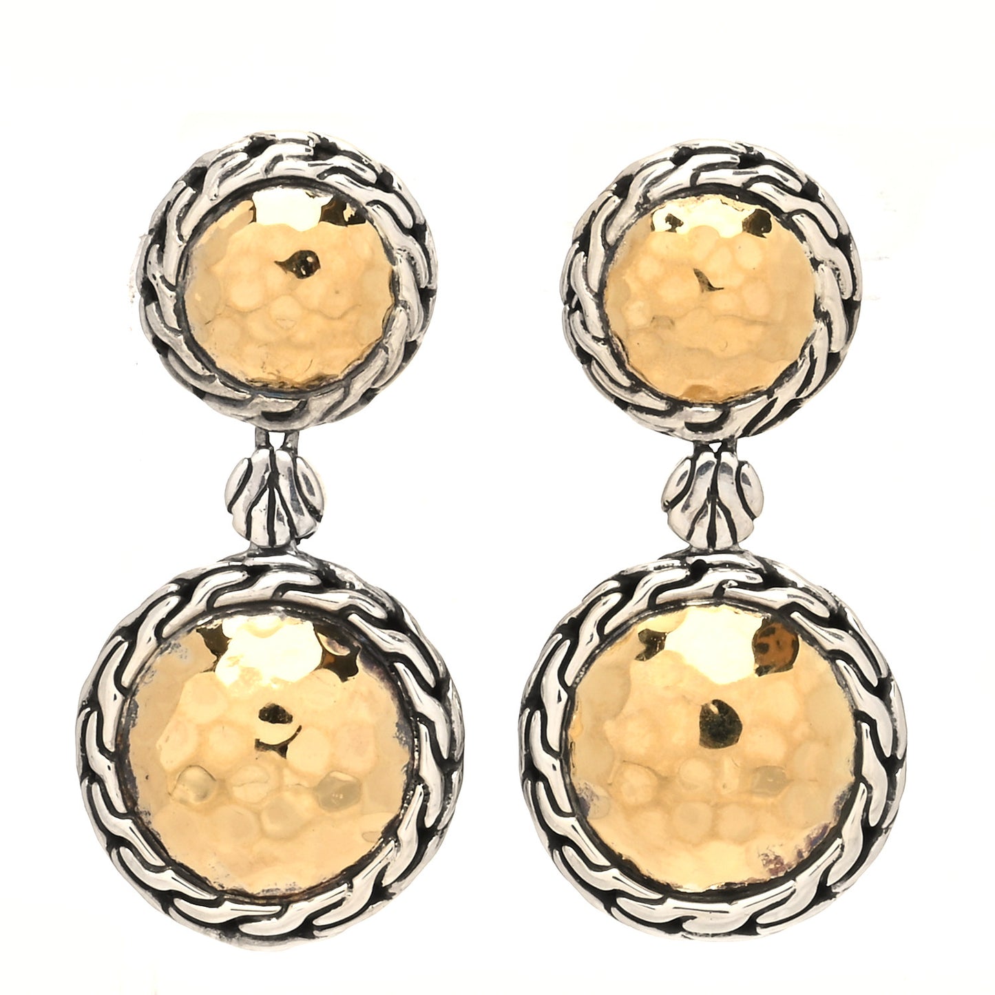 Sterling Silver 22K Yellow Gold Palu Round Drop Earrings