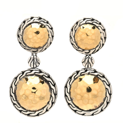 John Hardy Sterling Silver 22K Yellow Gold Palu Round Drop Earrings 1 of 5