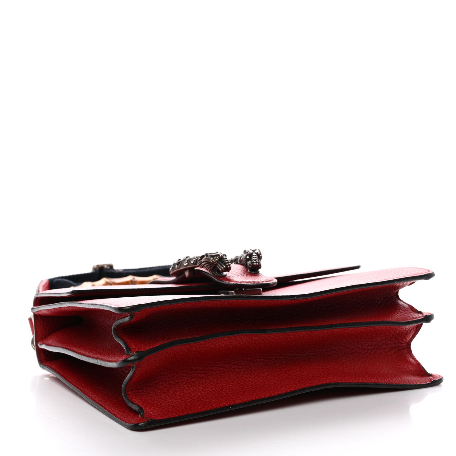 Gucci Dollar Calfskin Crystal Web Medium Dionysus Bamboo Top Handle Bag Hibiscus Red Black Diamond 4 of 14