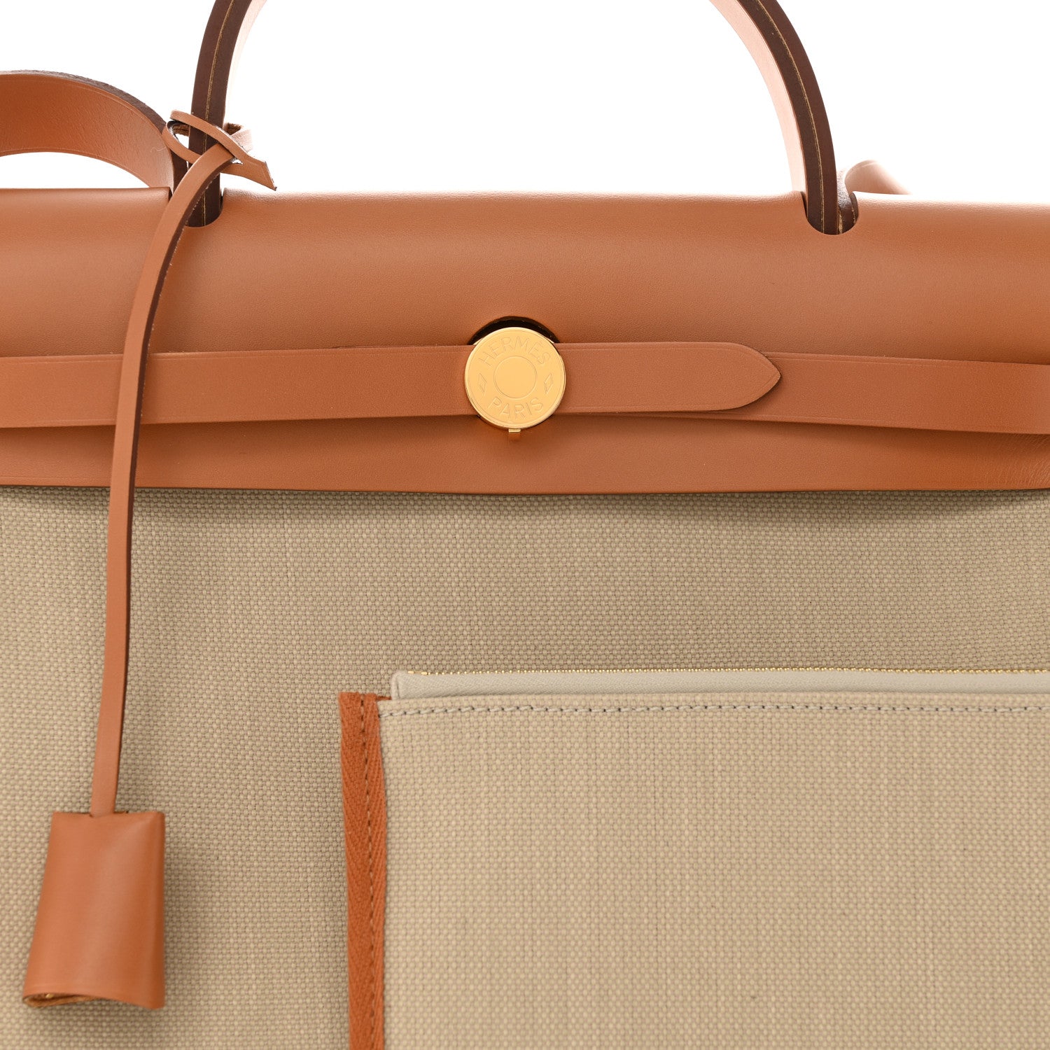 Hermes Military Toile Vache Hunter Herbag Zip Retourne 31 PM Beton Naturel 7 of 12