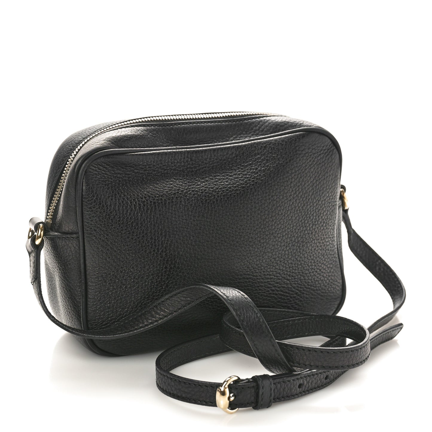 Pebbled Calfskin Small Soho Disco Bag Black