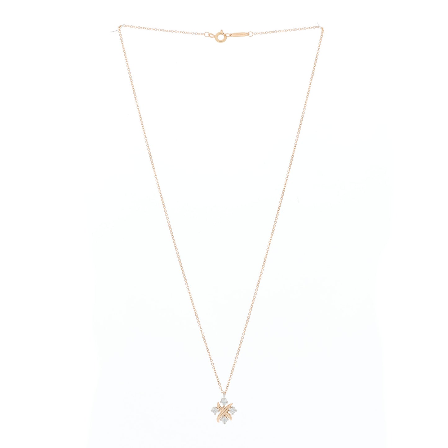 18K Rose Gold Platinum Diamond Schlumberger Lynn Pendant Necklace