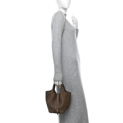 Hermes Taurillon Clemence Picotin Lock 18 PM Etoupe 2 of 10