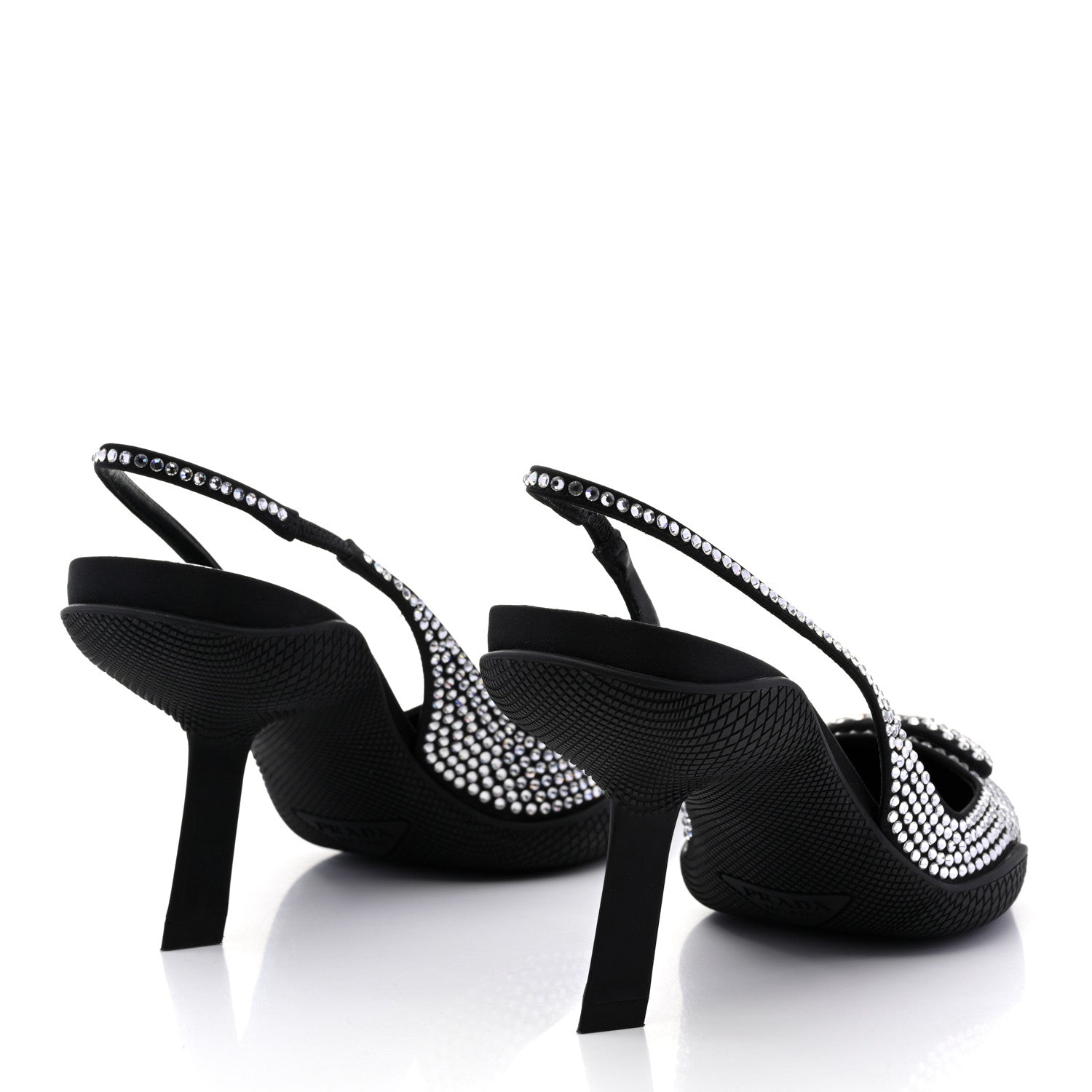 Prada Satin Crystal Logo 90mm Slingback Pumps 36.5 Cristal 4 of 9