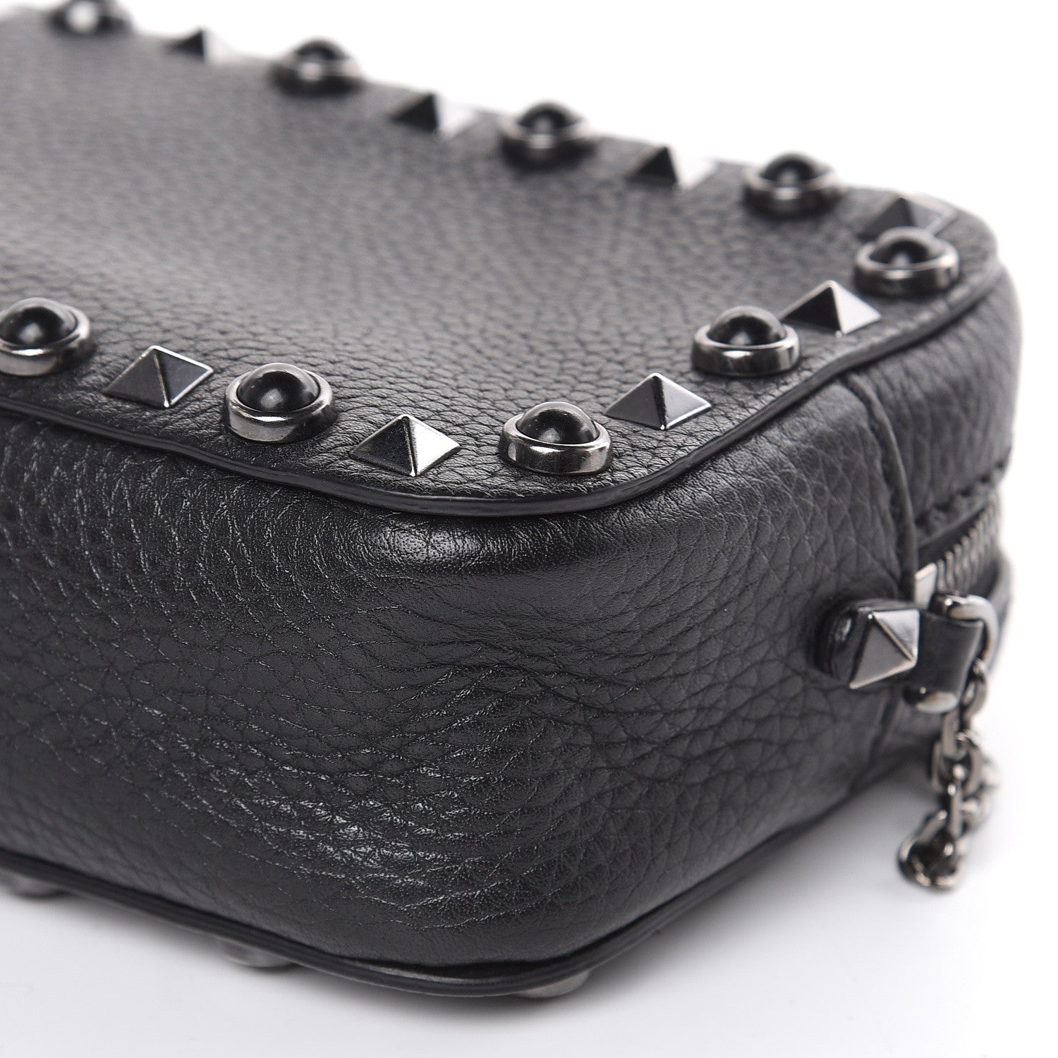 Valentino Garavani Calfskin Small Rockstud Rolling Chain Camera Crossbody Bag Black 8 of 9