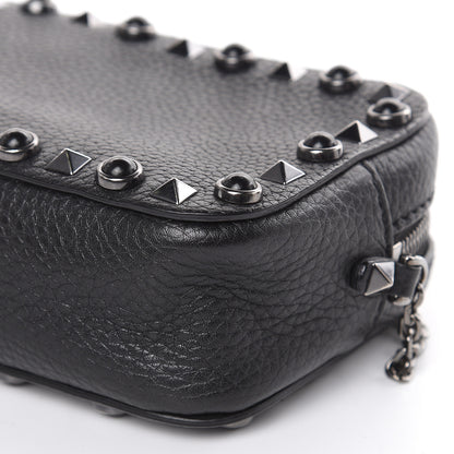 Valentino Garavani Calfskin Small Rockstud Rolling Chain Camera Crossbody Bag Black 8 of 9