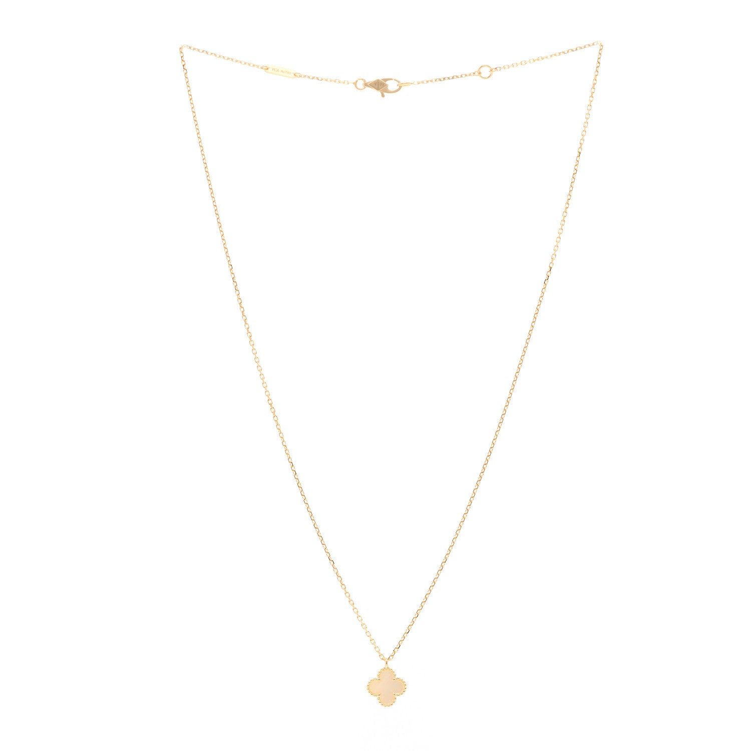 Van Cleef & Arpels 18K Yellow Gold Mother of Pearl Sweet Alhambra Pendant Necklace 3 of 5