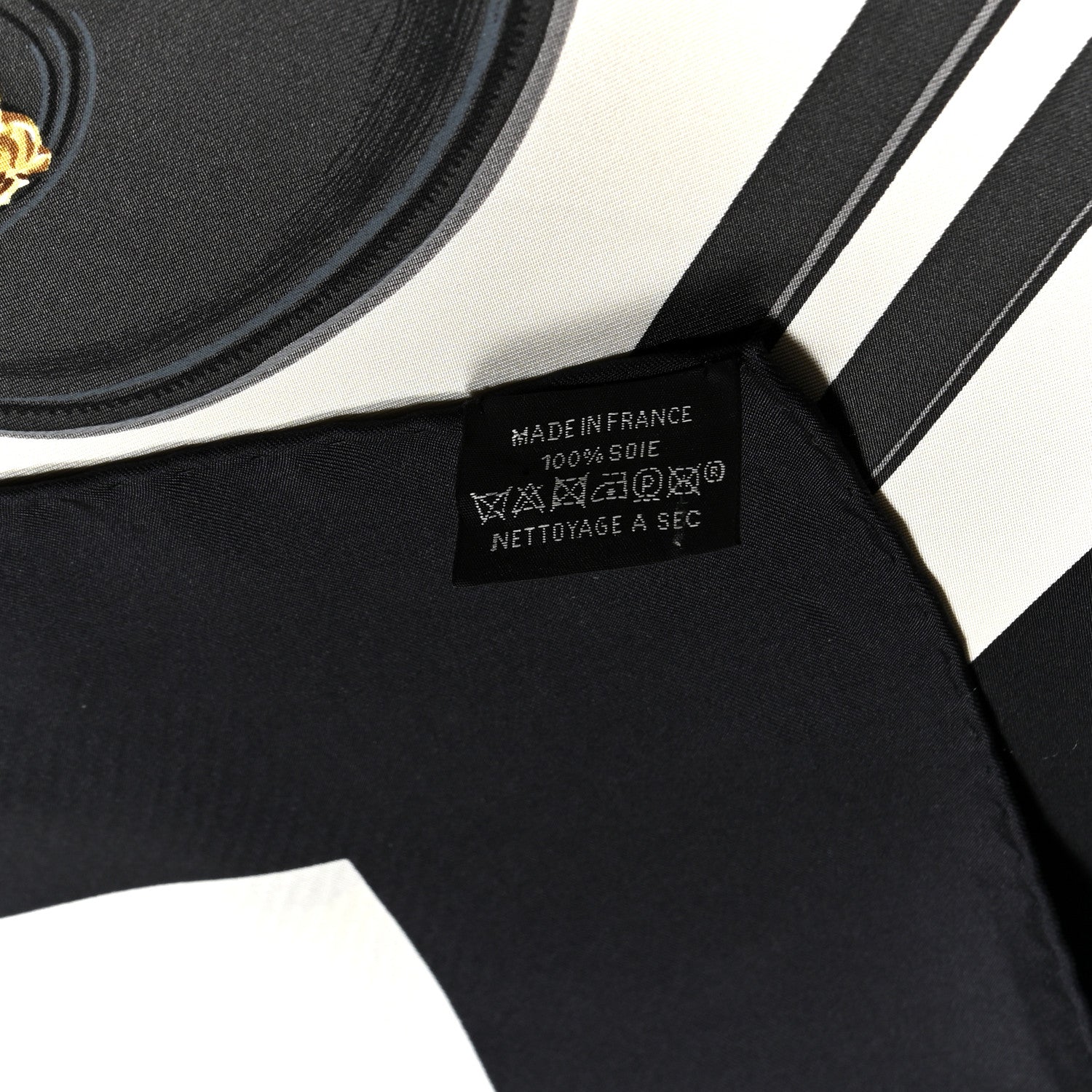 Hermes Silk Brides De Gala Scarf 90 Black Creme Gold 3 of 5