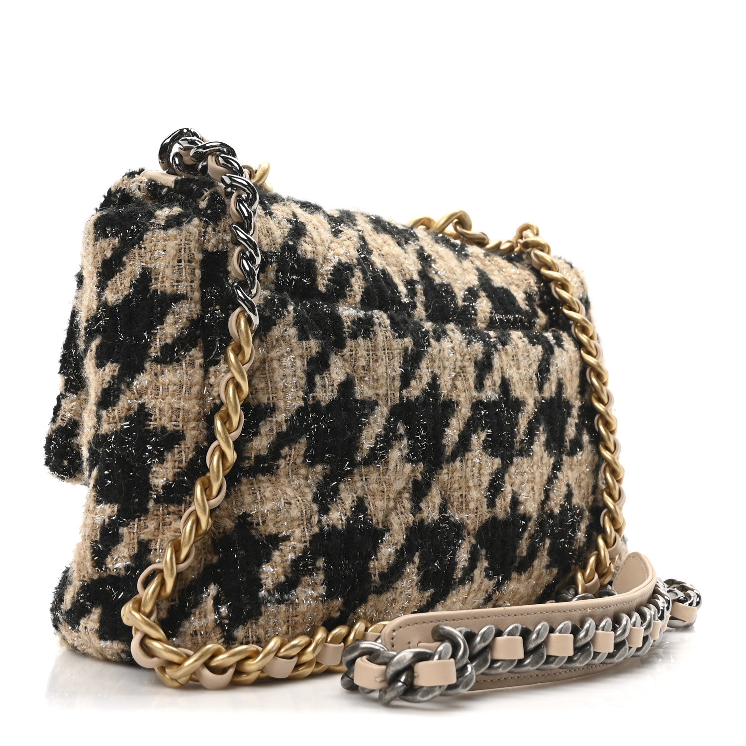 Chanel Tweed Large Chanel 19 Flap Beige Black 3 of 11