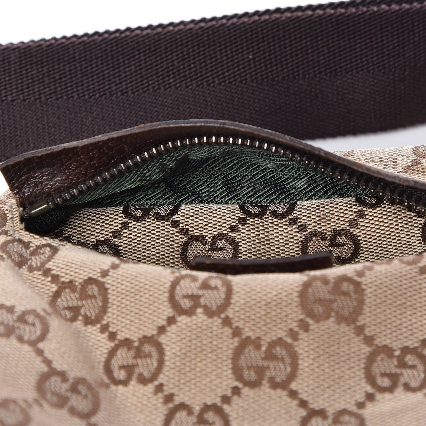 GG Monogram Double Pocket Belt Bag Dark Brown
