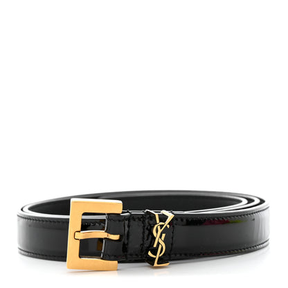 Saint Laurent Patent Monogram Square Buckle Belt 85 34 Black 1 of 6