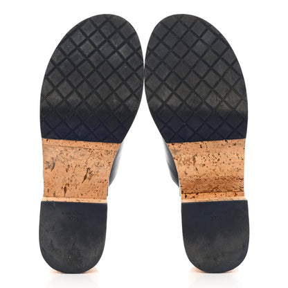 Chanel Calfskin Cork Cap Toe Platform Mules 37.5 Navy Black 5 of 10
