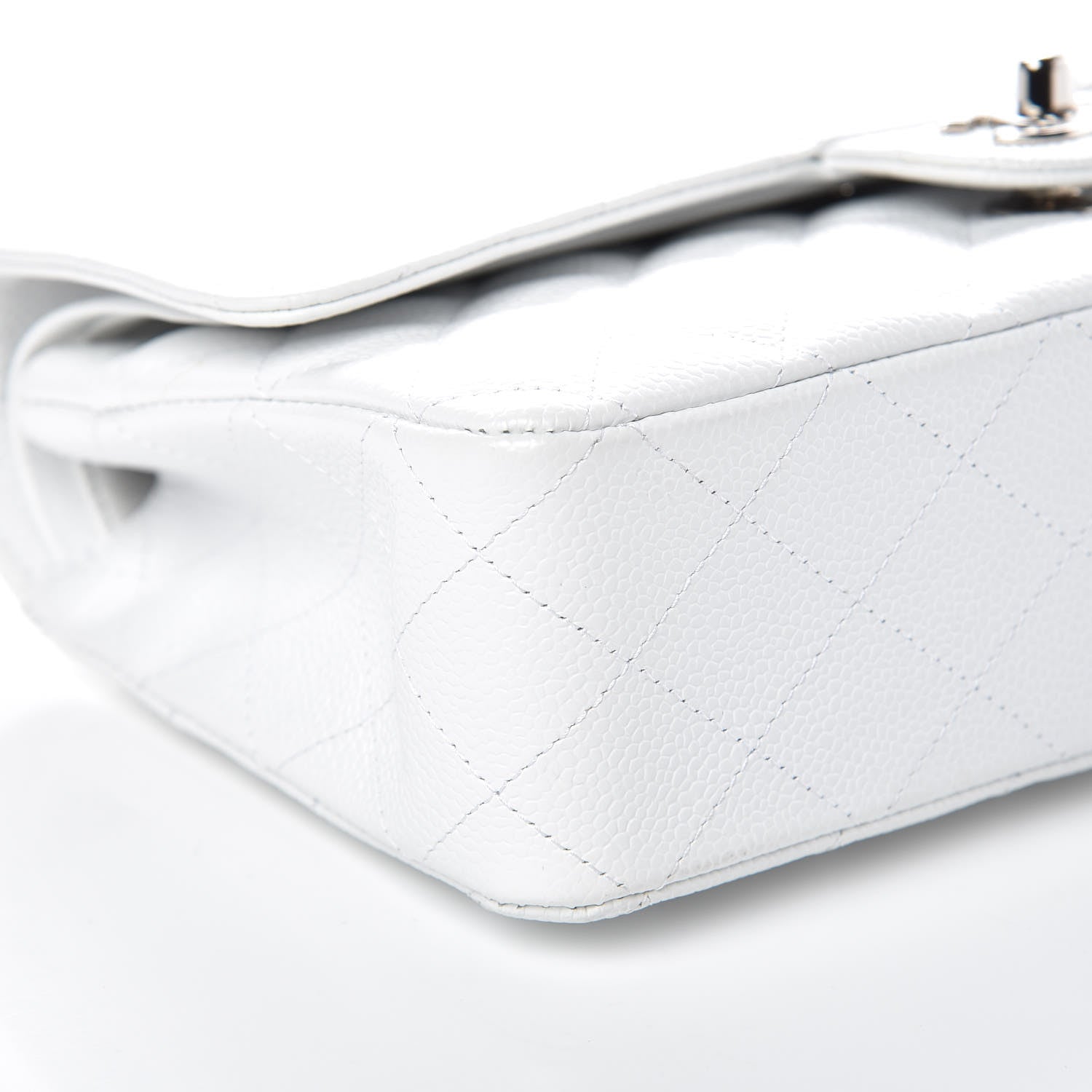 Chanel Caviar Quilted Medium Double Flap Bijoux Chain White 8 of 13