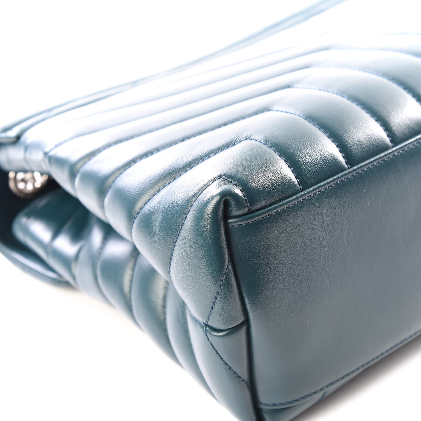 Calfskin Y Quilted Monogram Medium Loulou Chain Satchel Dark Turquoise
