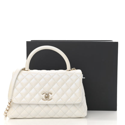 Chanel Iridescent Caviar Quilted Small Coco Handle Flap White 11 of 11